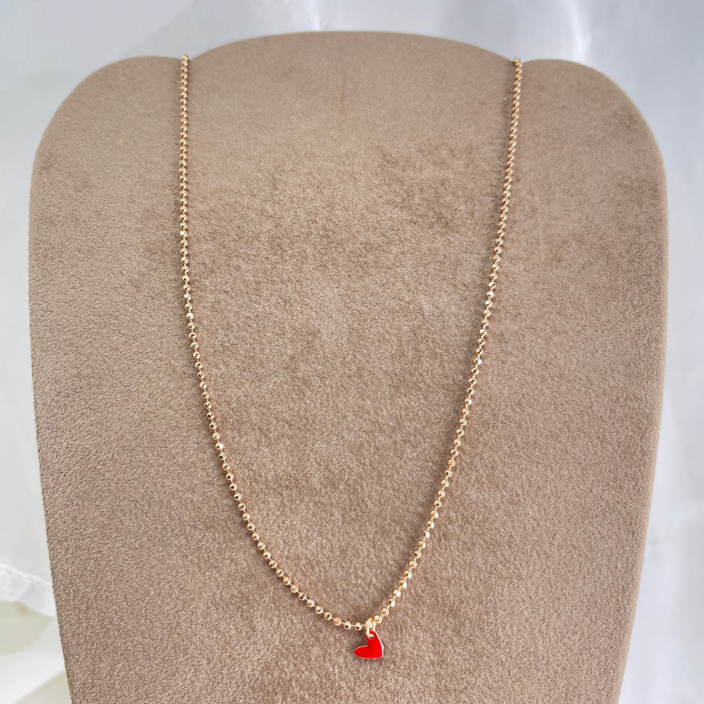 Collana choker militare diamantata micro cuore bacio da 0,5 mm smaltato cm 35 - Lumiere Bijoux