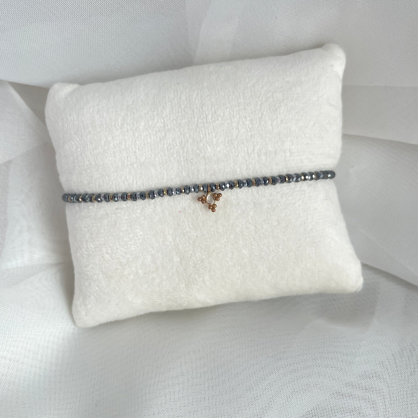 Bracciale Parigi esclusivo in lurex e pietre semi preziose - 0.7cm regolabile - Lumiere Bijoux
