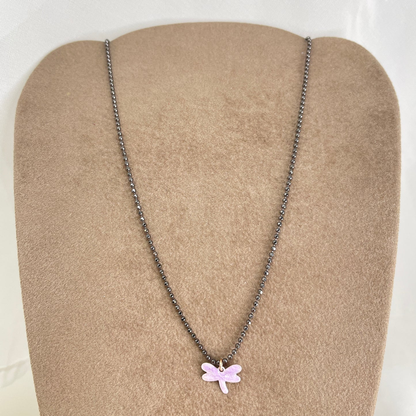 Collana choker militare diamantata rutenio con libellula 1.2 mm smaltata cm 35 - Lumiere Bijoux