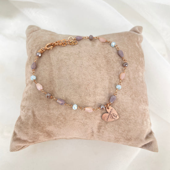 Bracciale cristalli cuore o cialdina satinata cm 17 - pezzi unici - Lumiere Bijoux