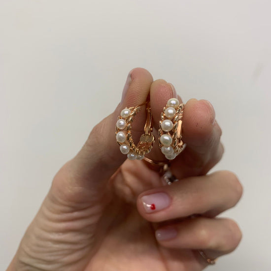 Coppia orecchini cerchi da 1,5 cm rosè con perla