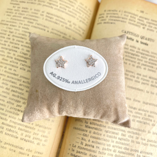 Coppia orecchini lobo stella di zirconi bianchi da 0,8 mm - Lumiere Bijoux