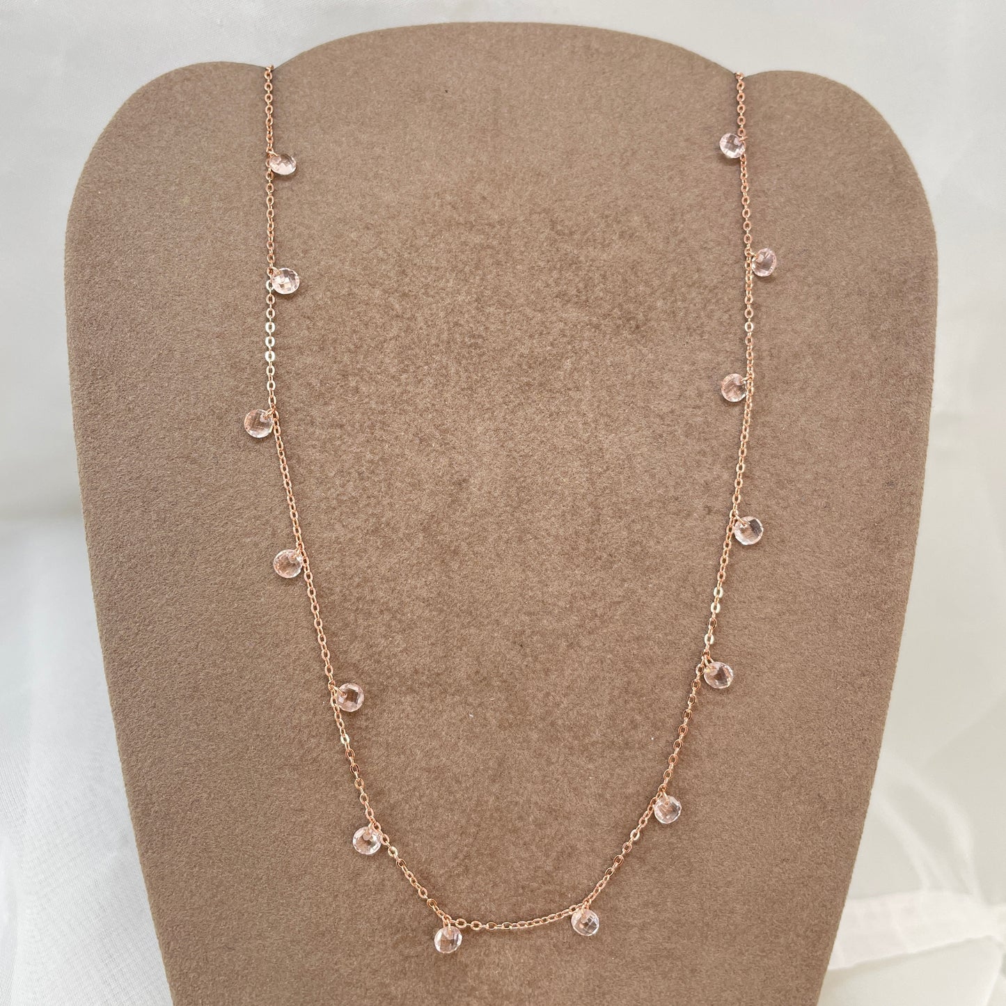 Collana catena rolo cm40 con zirconi pendenti - Lumiere Bijoux