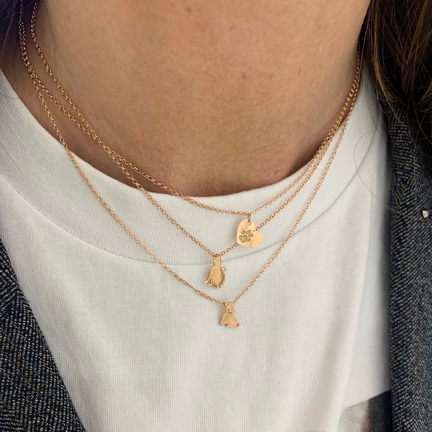 Collana catena rolò cm 38 con cane o gatto - Lumiere Bijoux