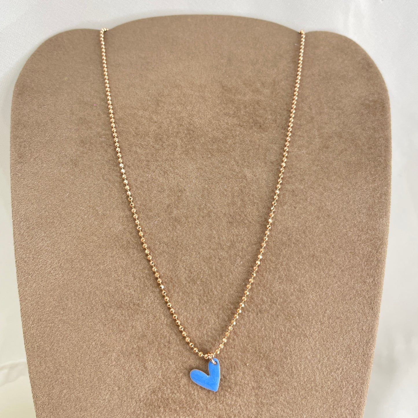 Collana choker militare diamantata con cuore formentera smaltato da 0,8 mm cm 35 - Lumiere Bijoux