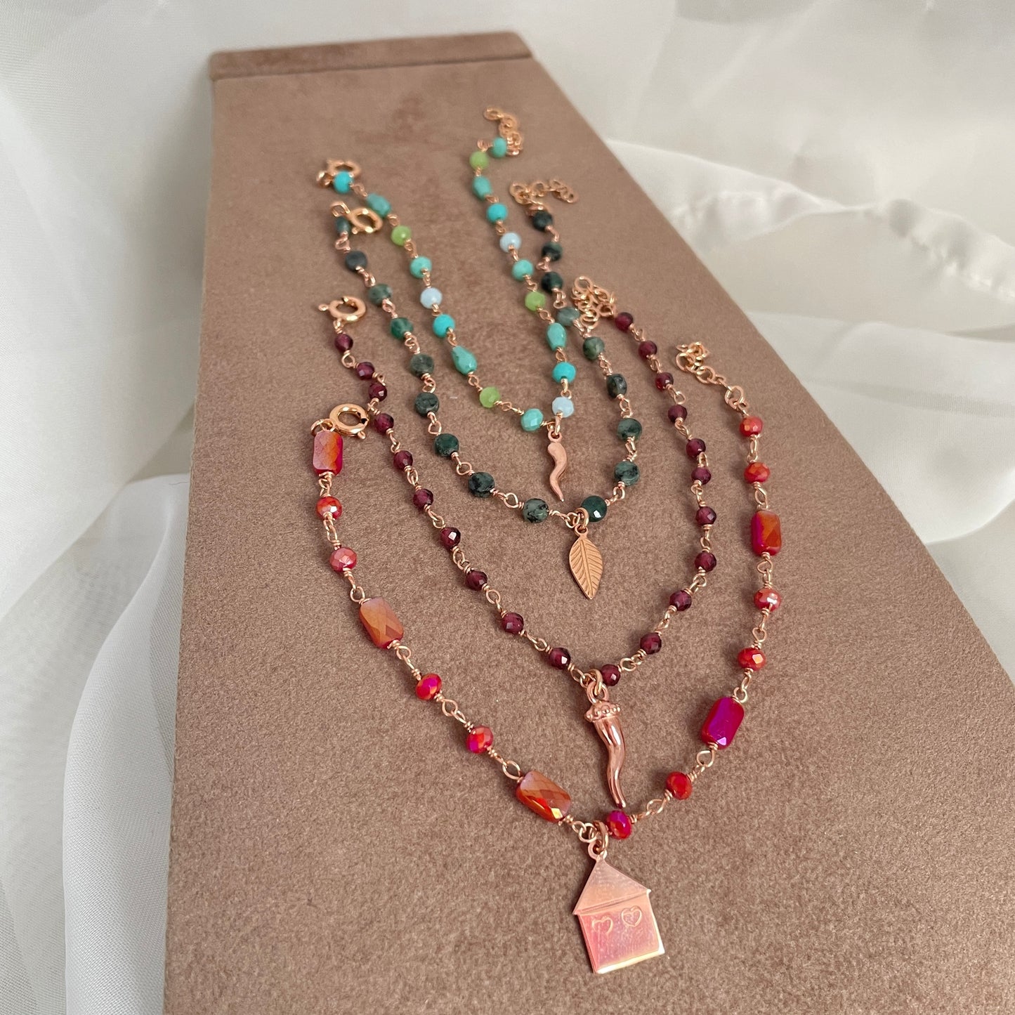Bracciale cristalli e pendente cm 17 - pezzi unici - Lumiere Bijoux