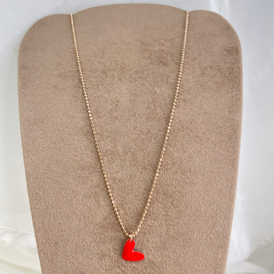 Collana militare diamantata 45 cm con cuore bacio smaltato - Lumiere Bijoux