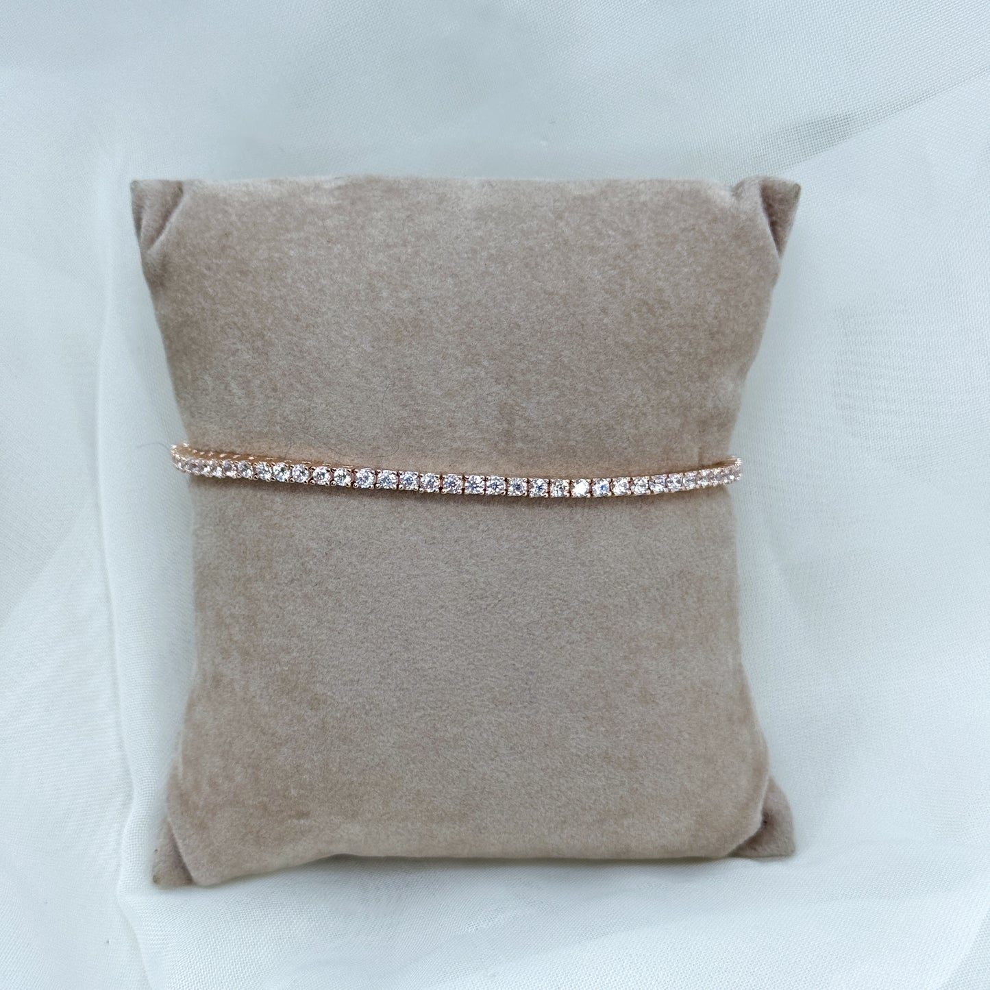 Bracciale tennis semirigido zirconi bianchi da 0,3 cm base rosé - Lumiere Bijoux