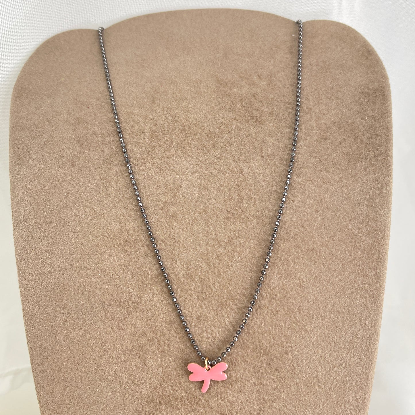 Collana choker militare diamantata rutenio con libellula 1.2 mm smaltata cm 35 - Lumiere Bijoux