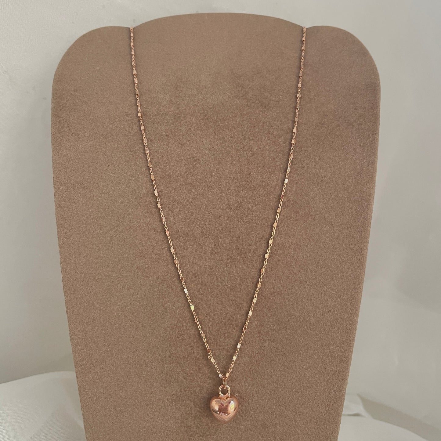 Collana catena dadini cm 40 con cuore bombato da 0,8 mm