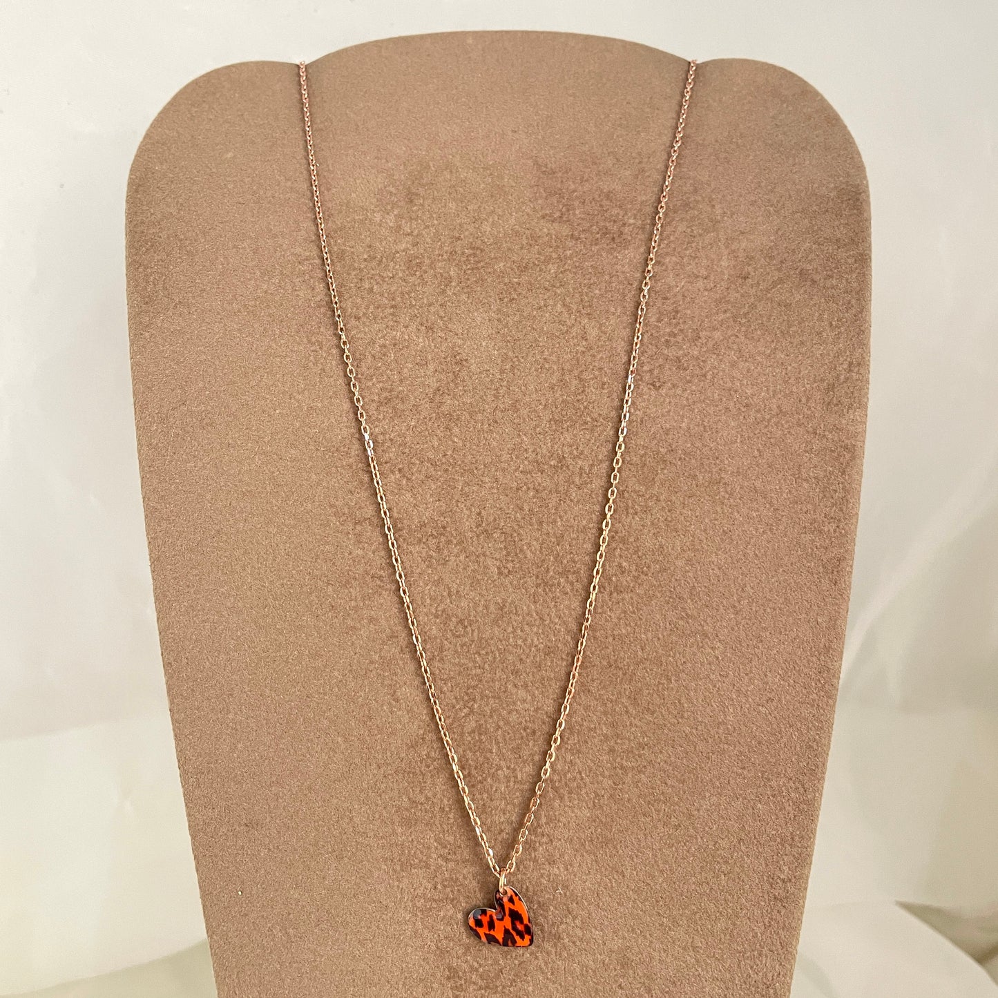 Collana catena forzatina cm 40 cuore da 1 cm zebrato o leopardato - Lumiere Bijoux