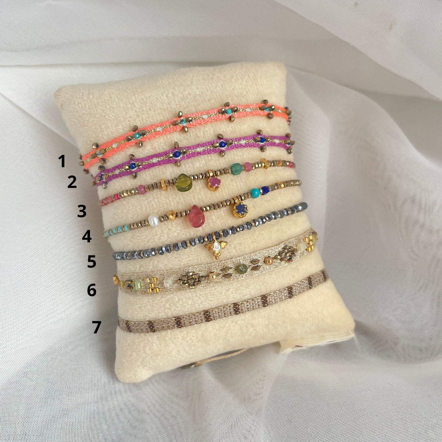 Bracciale Parigi esclusivo in lurex e pietre semi preziose - 0.7cm regolabile - Lumiere Bijoux