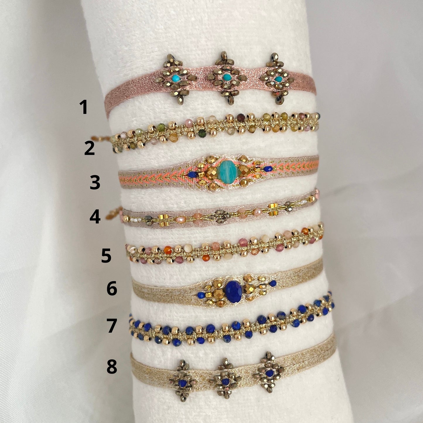 Bracciale Parigi pietre semi preziose regolabile