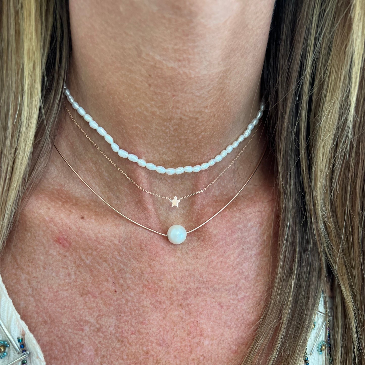 Collana catena forzatina cm 38 con stella in linea da 0,5 mm in argento 925 rosè - Lumiere Bijoux