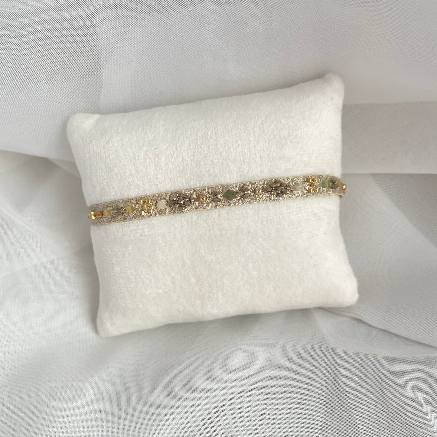 Bracciale Parigi esclusivo in lurex e pietre semi preziose - 0.7cm regolabile - Lumiere Bijoux