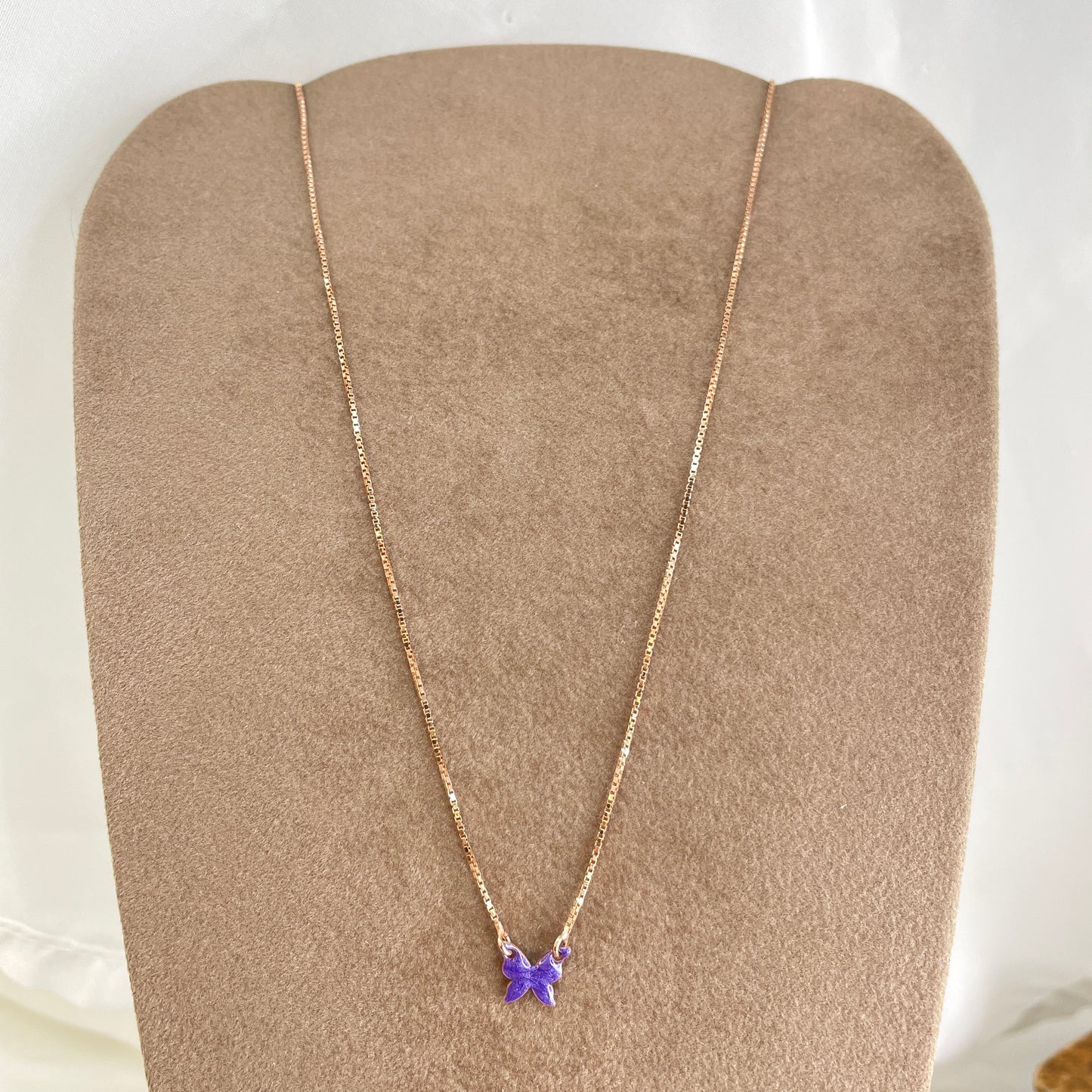 Collana catena veneziana cm 40 con farfalla smaltata da 1 cm in linea - Lumiere Bijoux