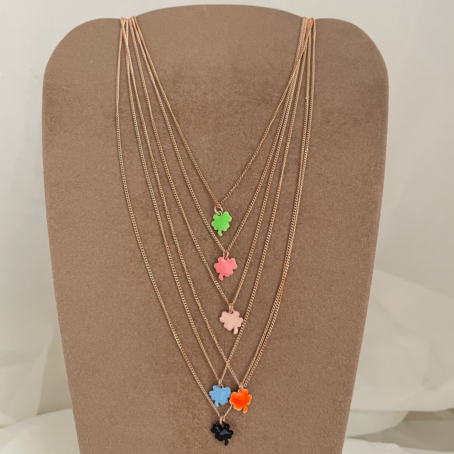 Collana choker grumette quadrifoglio da 0,7 mm smaltato cm 35 - Lumiere Bijoux