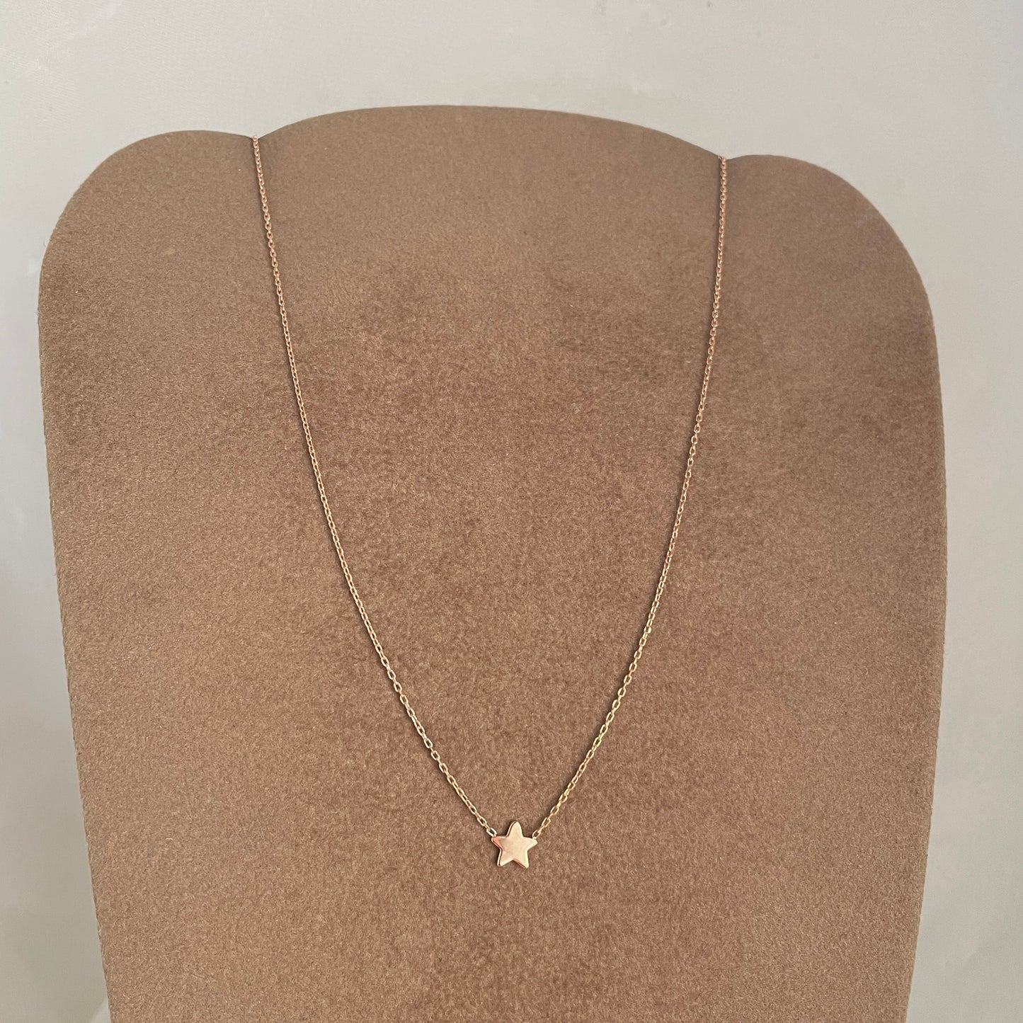 Collana catena forzatina cm 38 con stella in linea da 0,5 mm in argento 925 rosè