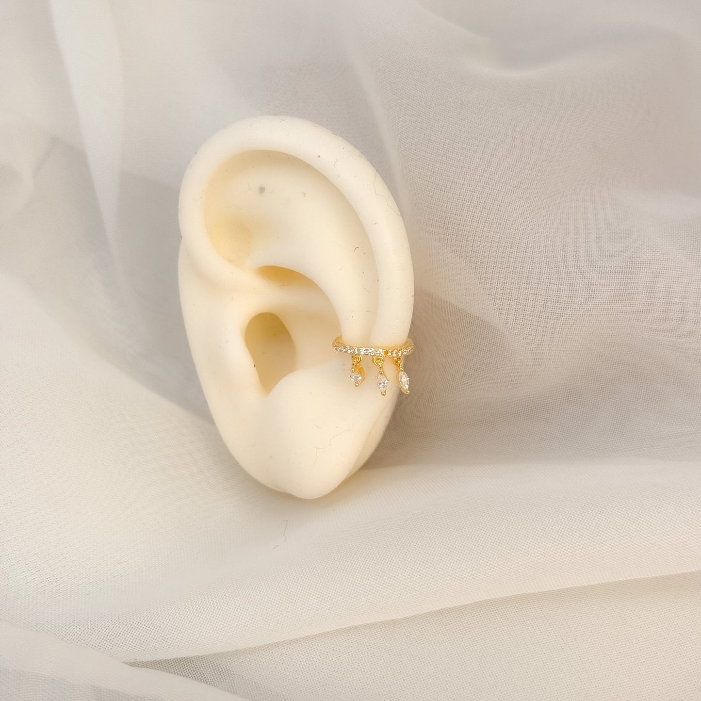 Earcuff zirconi micro gocce pendenti - Lumiere Bijoux