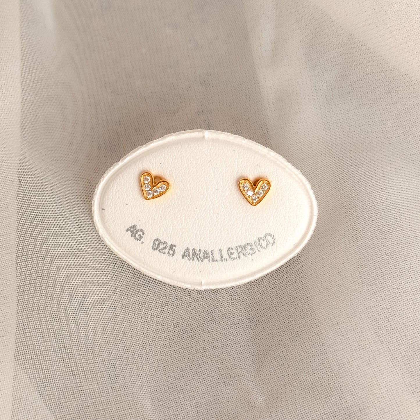 Coppia orecchini lobo cuore coccoloso zirconi bianchi da 0,5 mm - Lumiere Bijoux