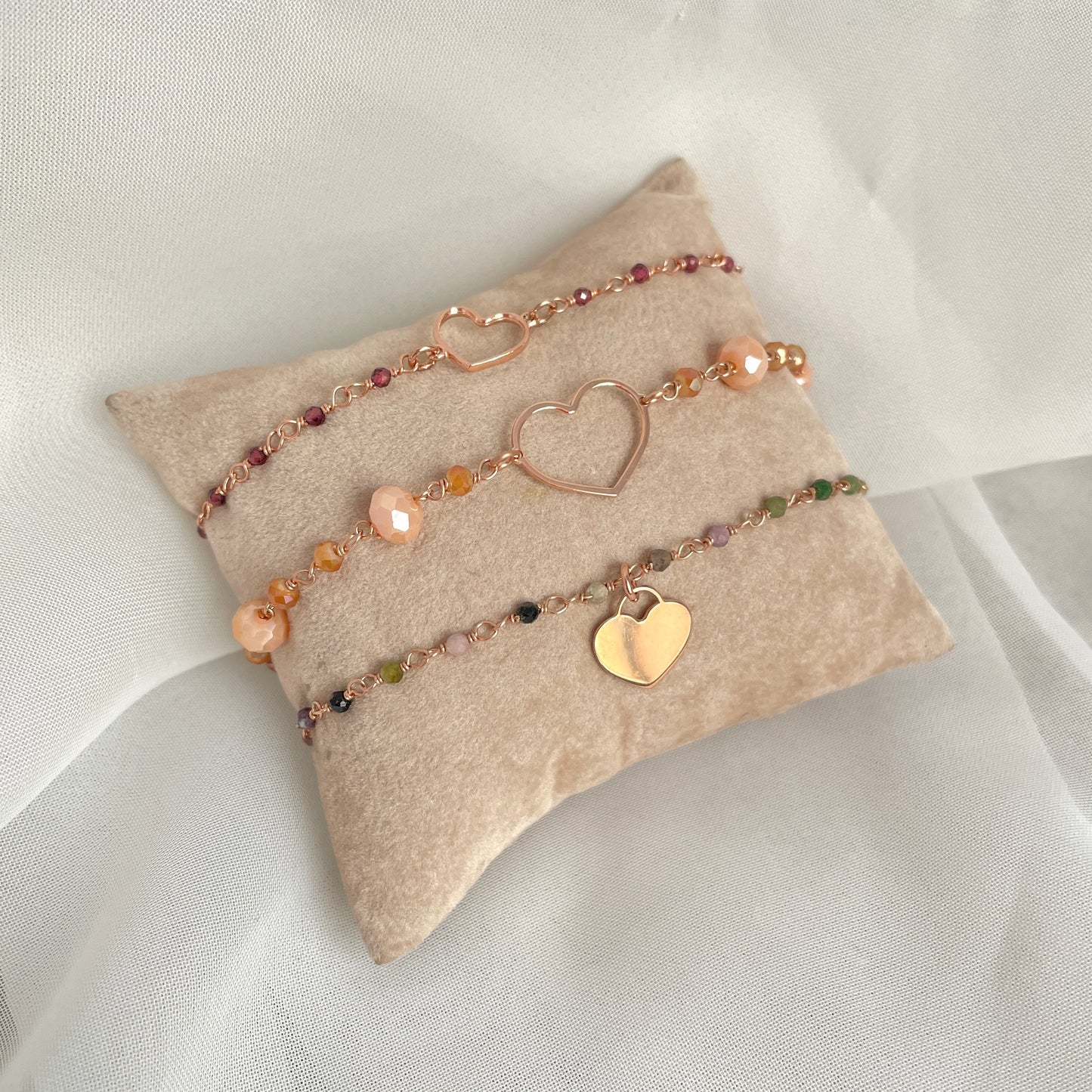 Bracciale cristalli o micro cristalli con cuore cm 17 - pezzi unici - Lumiere Bijoux