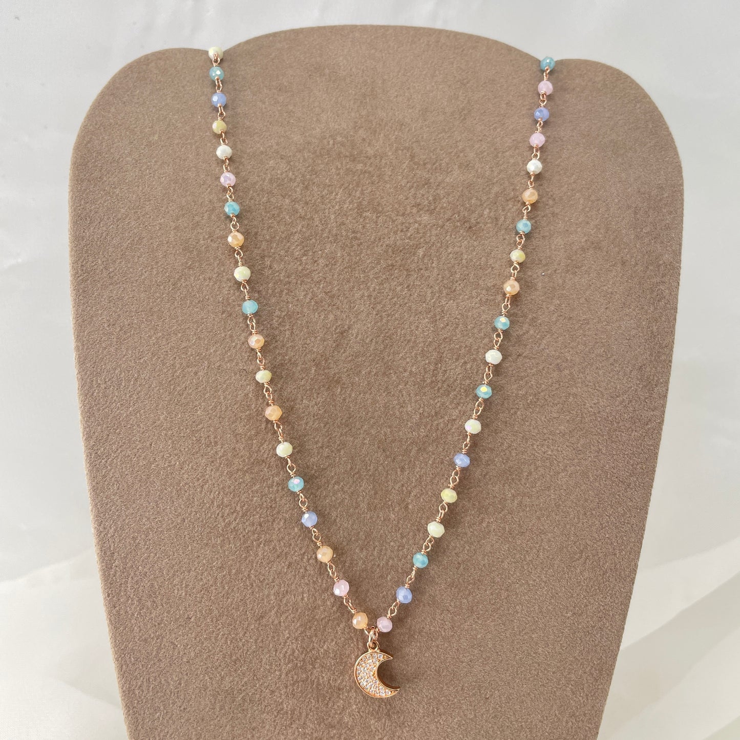 Collana cristalli con pendente di zirconi bianchi cm 40 - pezzi unici - Lumiere Bijoux