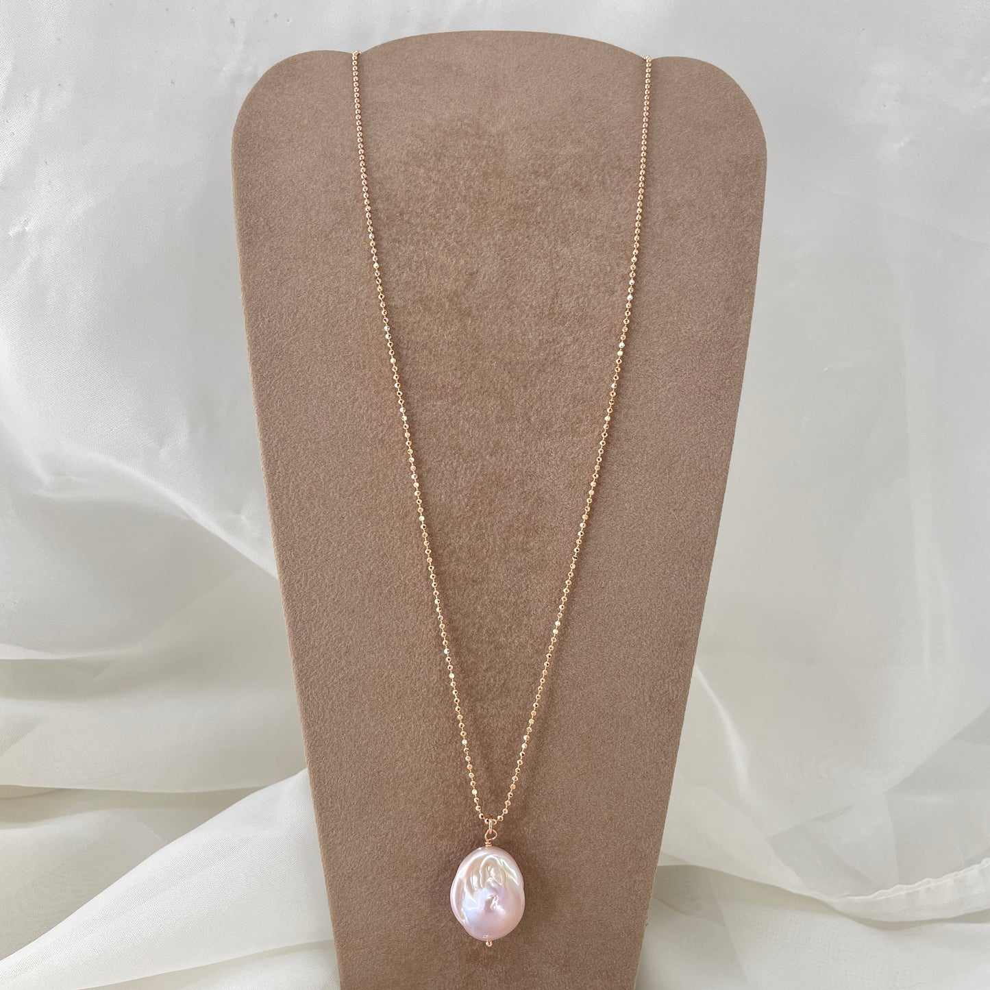 Collana catena cm 50 militare diamantata con perla barocca - Lumiere Bijoux