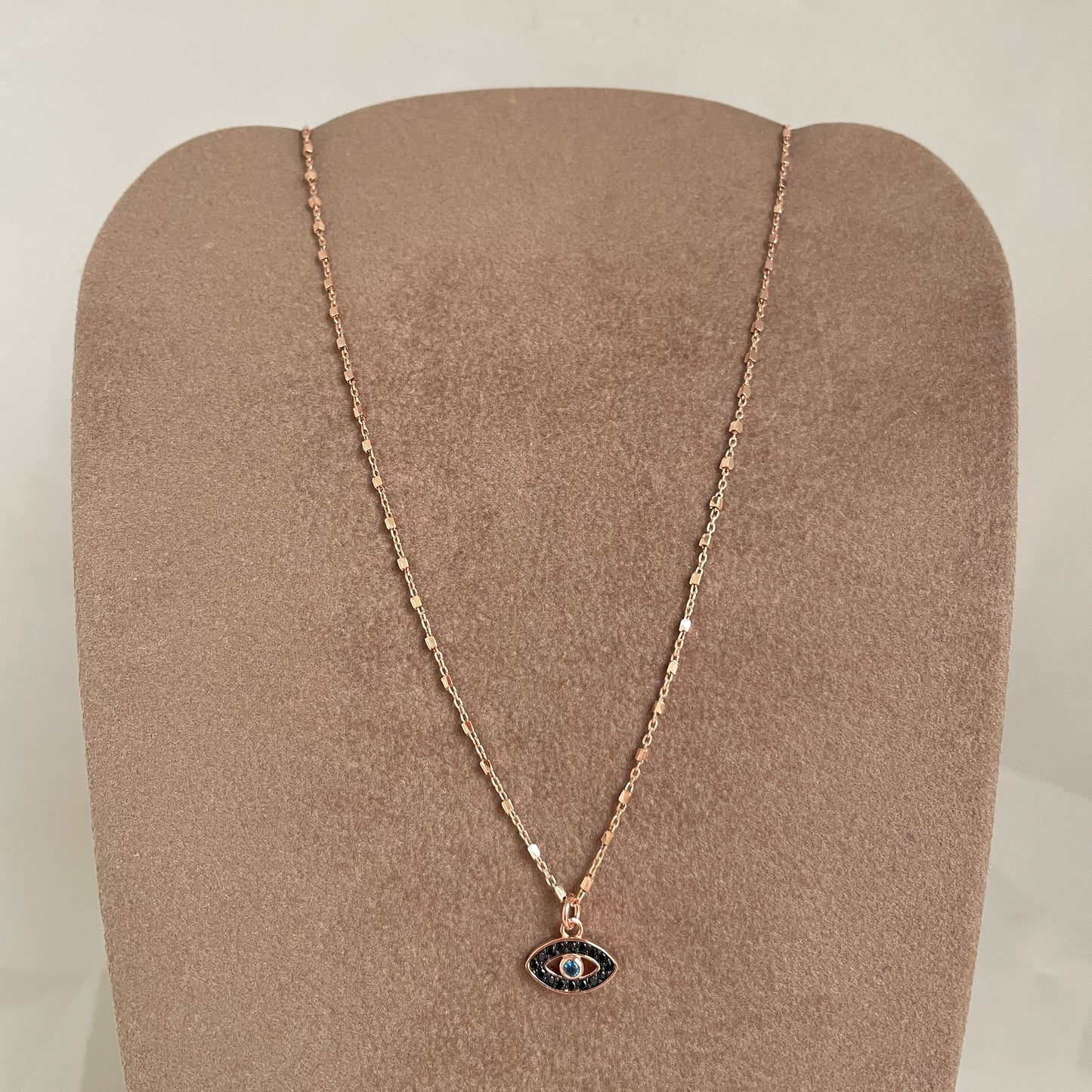 Collana dadini cm 35 con occhio di zirconi neri da 1 cm