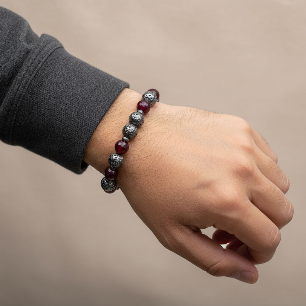 Bracciale elastico uomo in pietra dura - Lumiere Bijoux