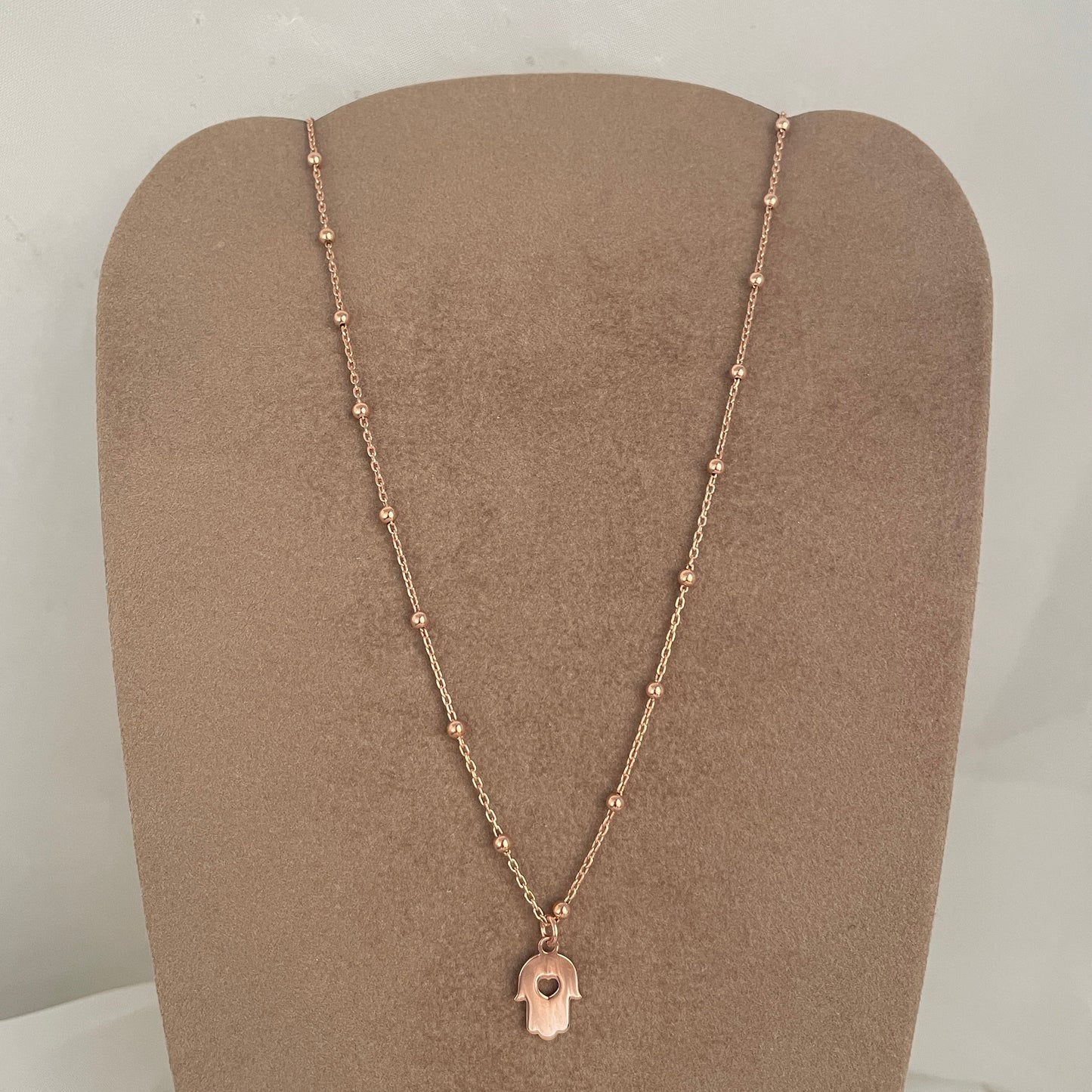 Collana catena rosario cm 35 con mano di fatima da 1,5 cm - Lumiere Bijoux