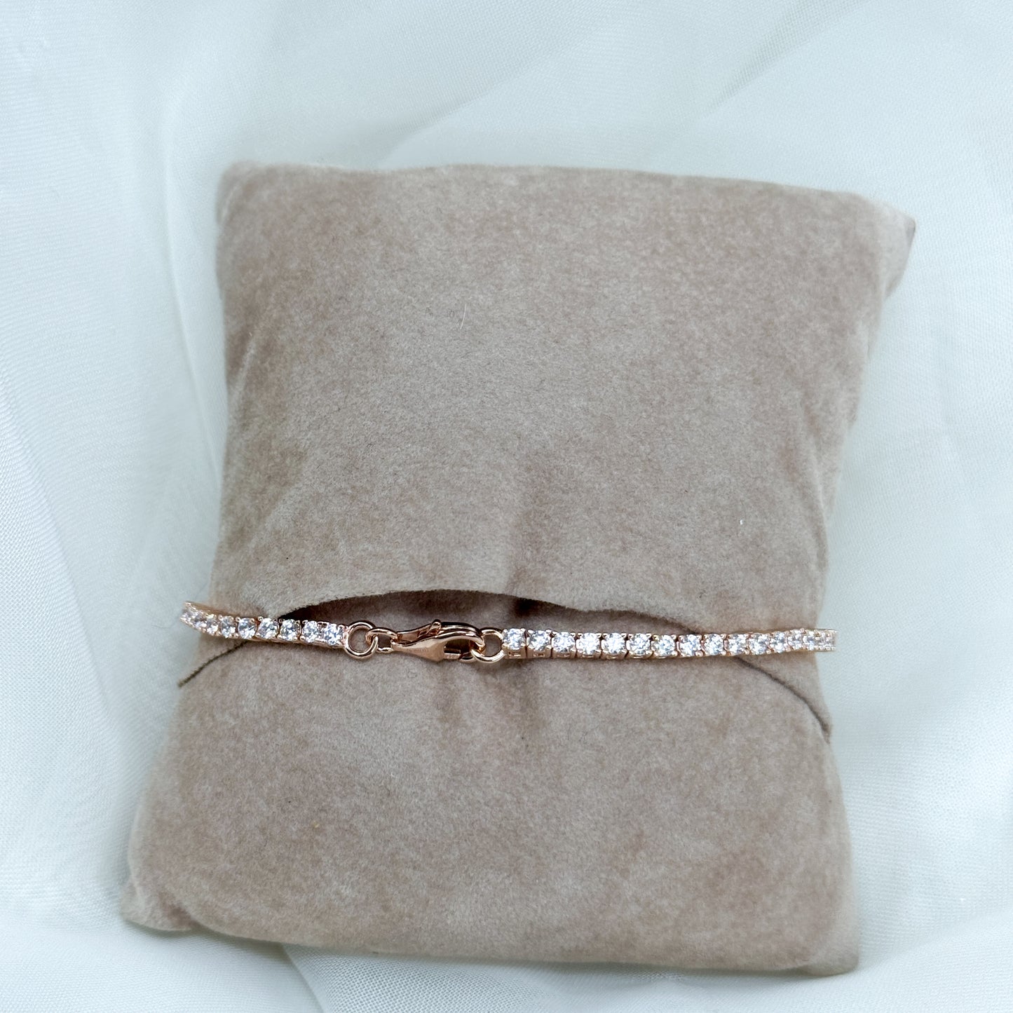 Bracciale tennis semirigido zirconi bianchi da 0,3 cm base rosé - Lumiere Bijoux
