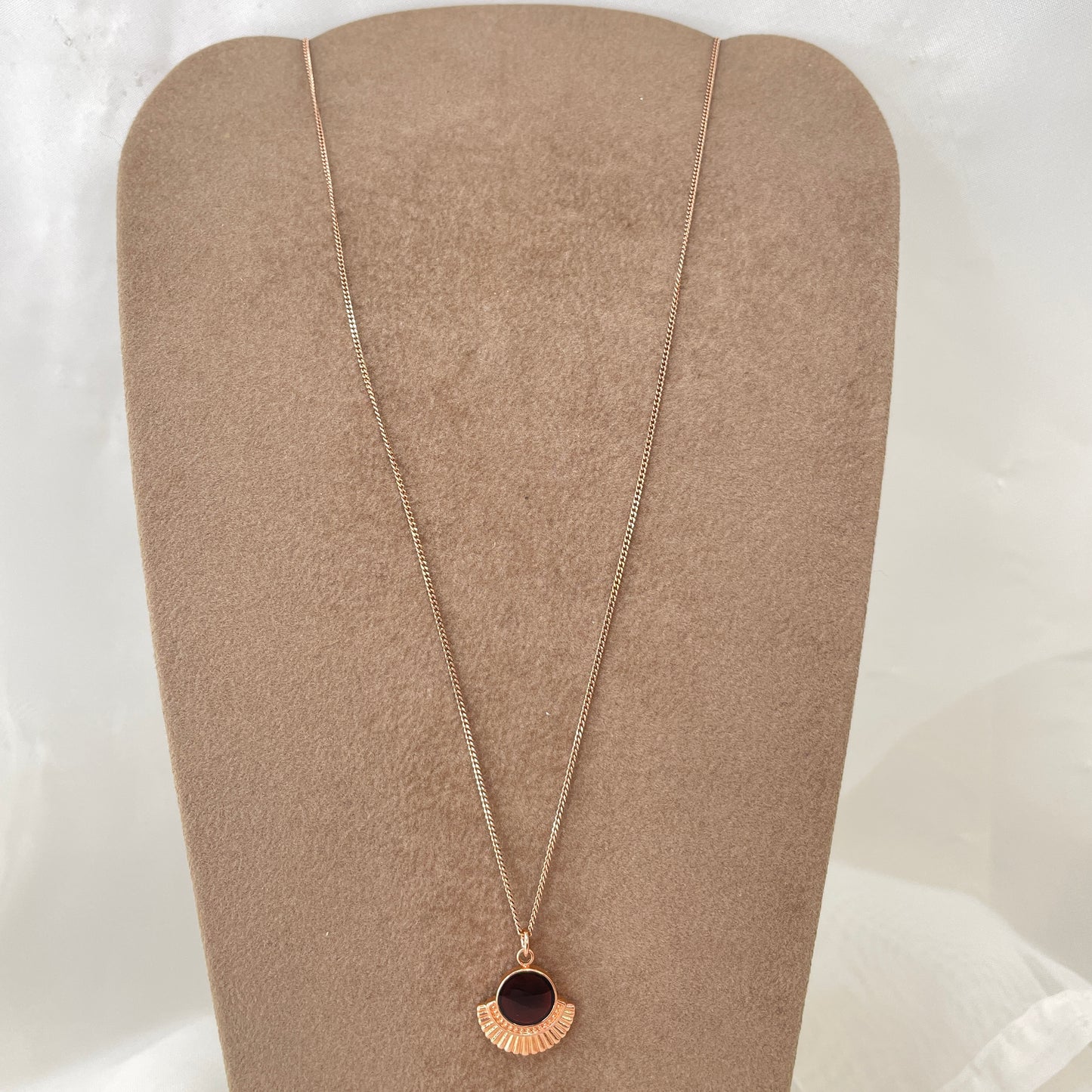 Collana catena cm 50 con ventaglio piccolo smalto cioccolato o rosa - Lumiere Bijoux