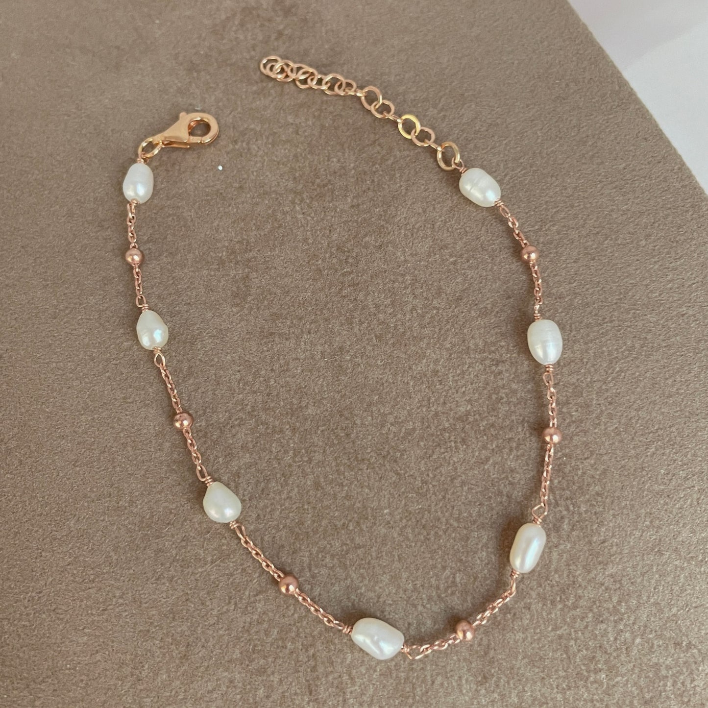 Bracciale perle rosè o argento bianco cm 17 - pezzi unici - Lumiere Bijoux