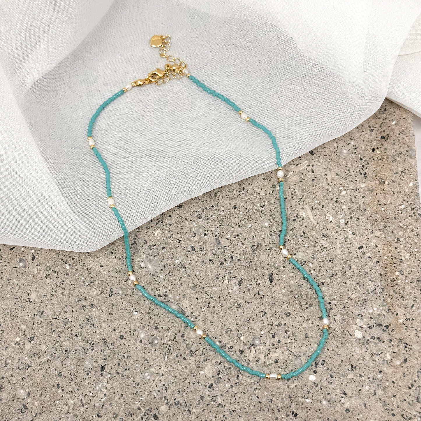Collana miyuki micro rondelle colorate alternate a micro perla risino naturale cm 38 ottone - Lumiere Bijoux