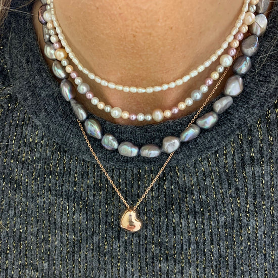 Collana perle ovali grigio/nere da 1 cm lunghezza cm 37 più 5 di allungamento