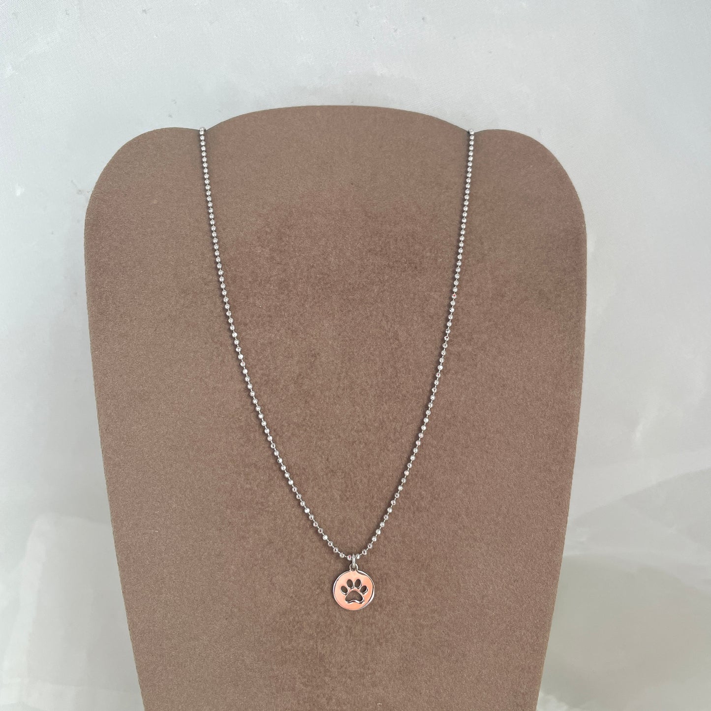 Collana catena militare diamantata cm 35 con cialdina traforata a zampetta da 1 cm in argento bianco - pezzo unico