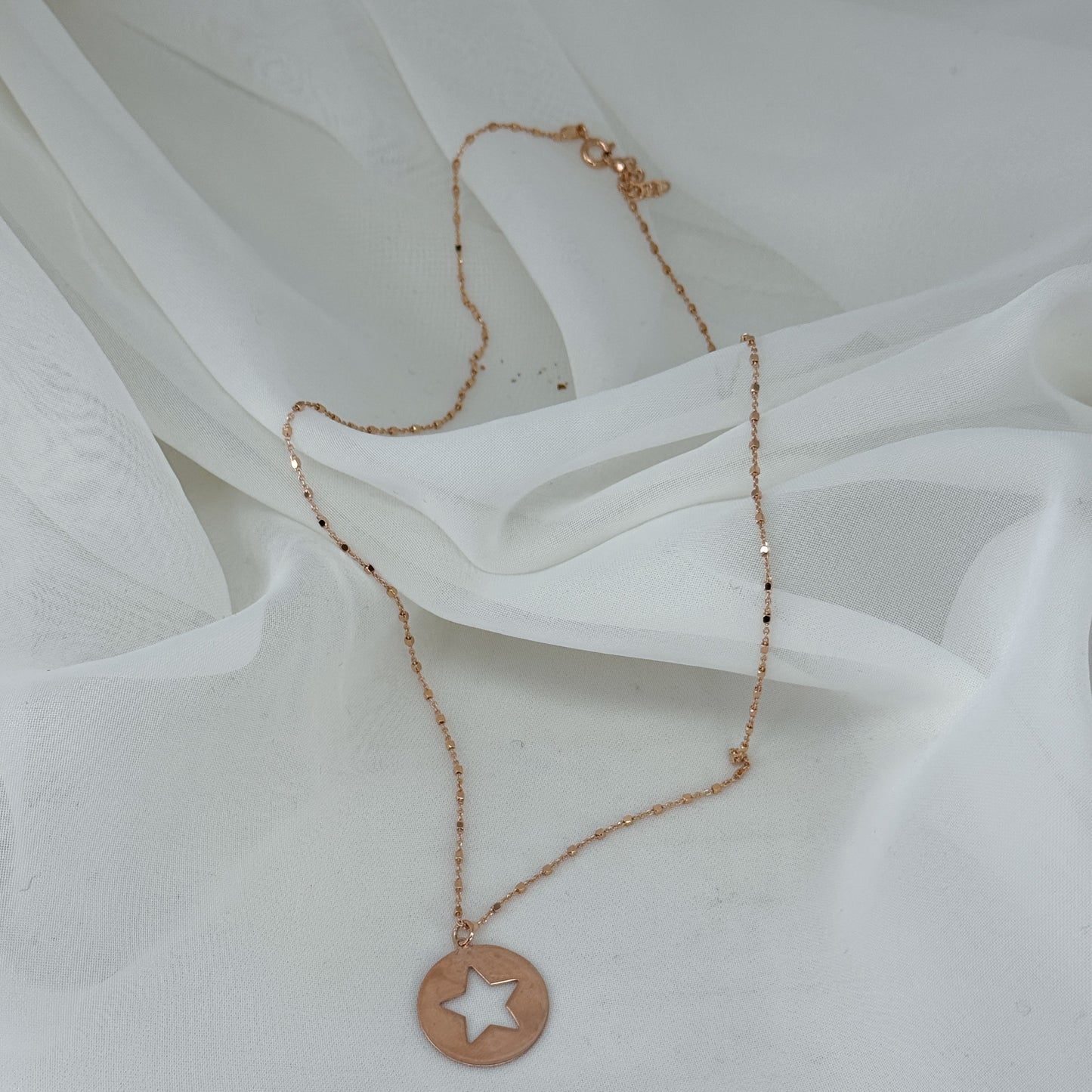 Collana cm 50 catena dadini con targhetta stella da 1.5 cm - Lumiere Bijoux