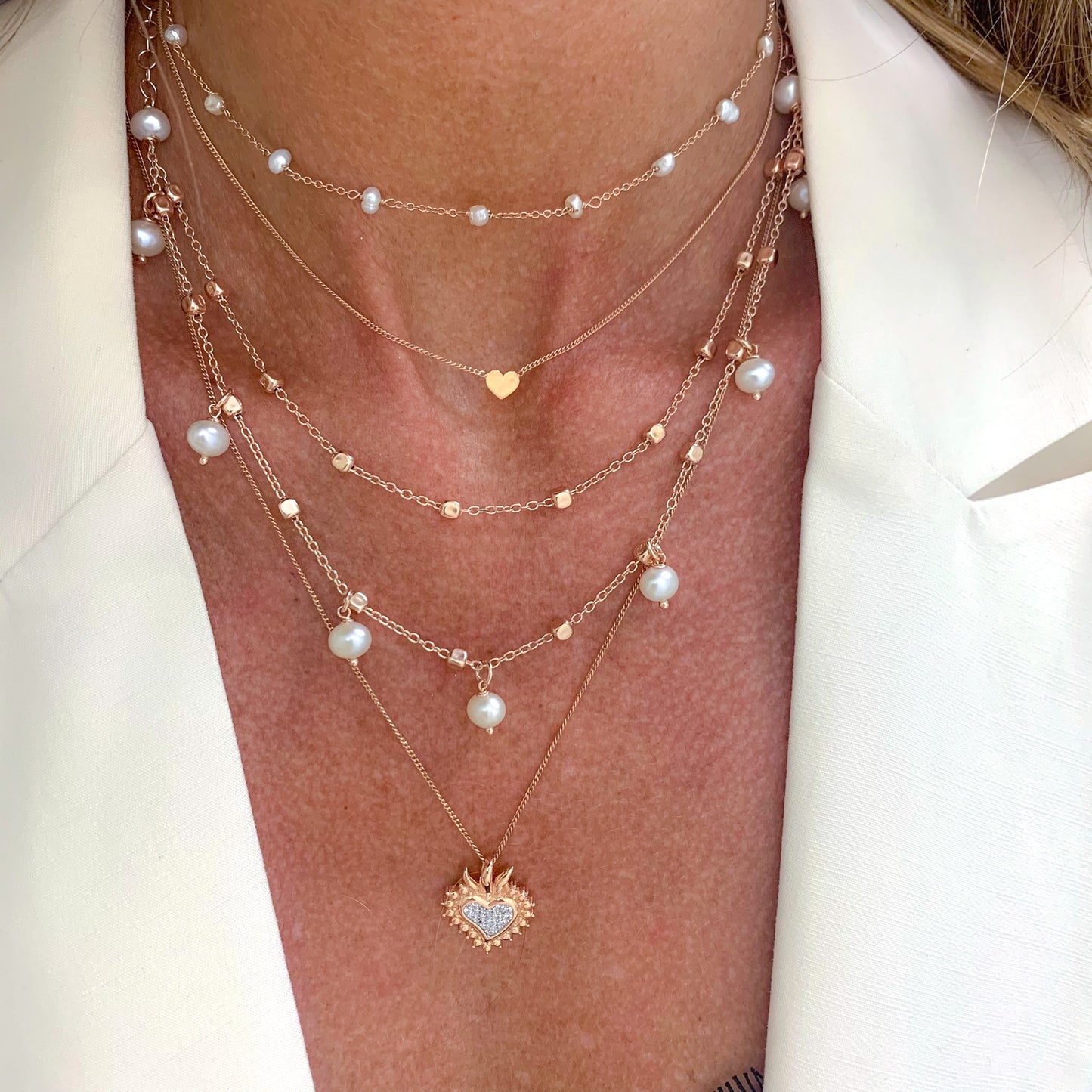 Collane con cuore sacro argento rosé e zirconi - Lumiere Bijoux