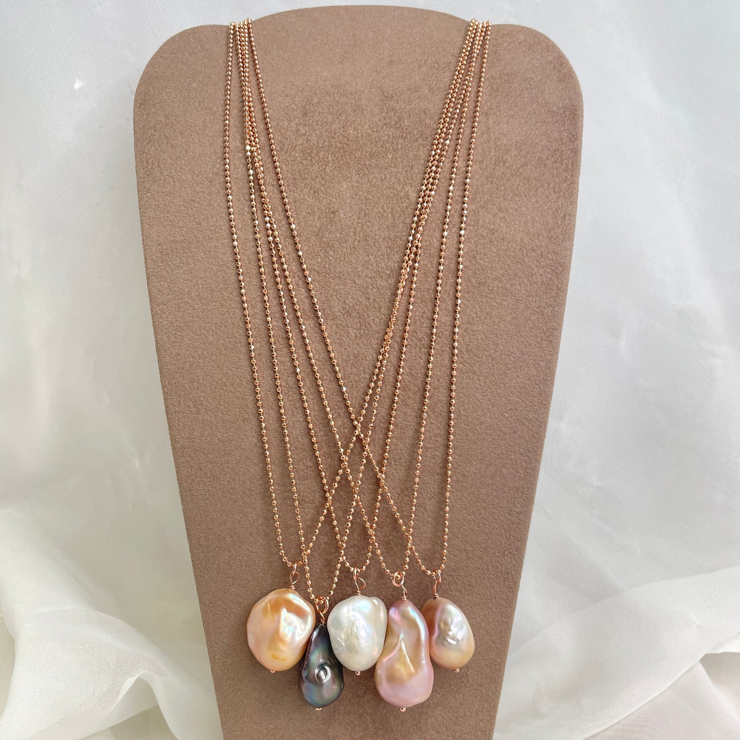 Collana catena cm 50 militare diamantata con perla barocca - Lumiere Bijoux