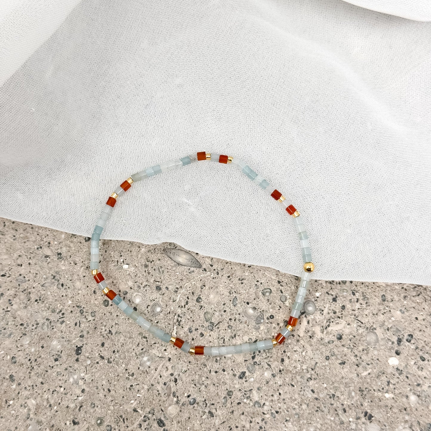 Bracciale elastico miyuki e pietra di luna - Lumiere Bijoux