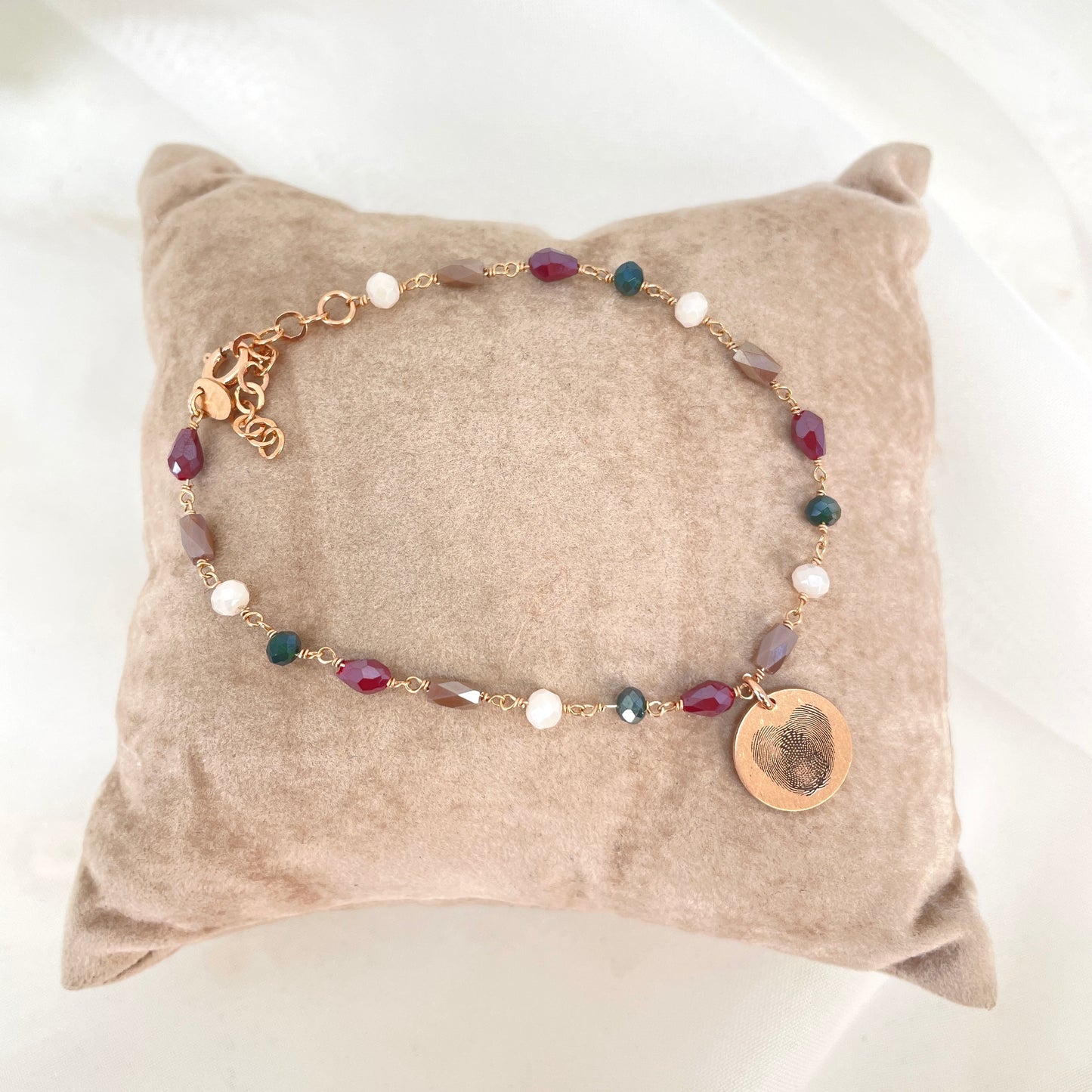 Bracciale cristalli cuore o cialdina satinata cm 17 - pezzi unici - Lumiere Bijoux