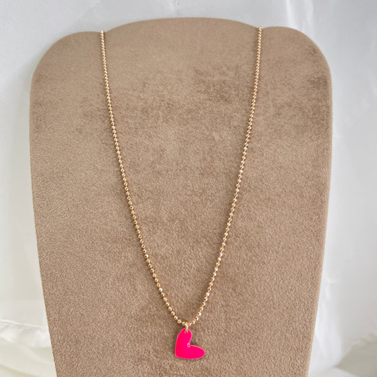 Collana militare diamantata 45 cm con cuore bacio smaltato - Lumiere Bijoux