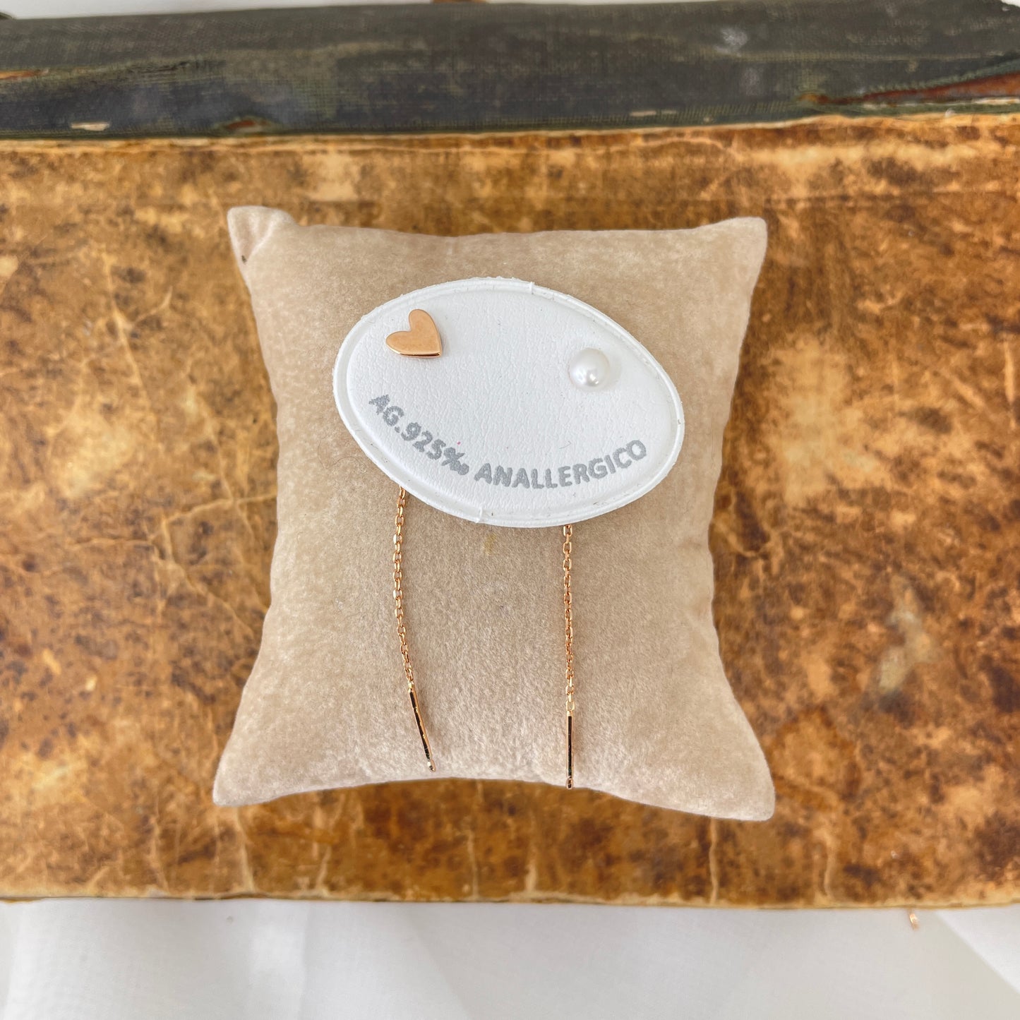 Coppia orecchini a lobo stella cuore o perla con allungo di catenella - Lumiere Bijoux