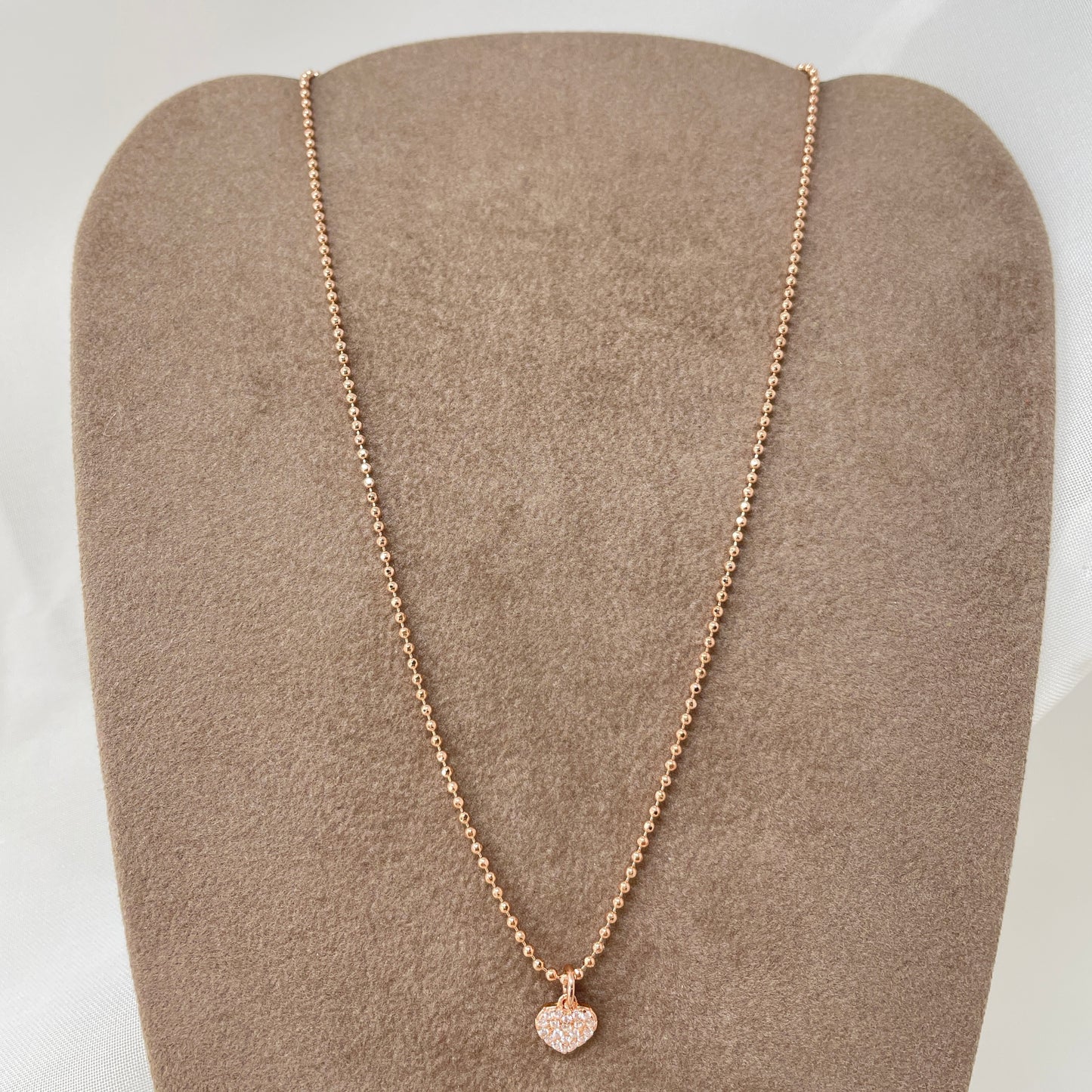 Collana catena militare 35 cm diamantata con un cuore da 0,8 di zirconi - Lumiere Bijoux