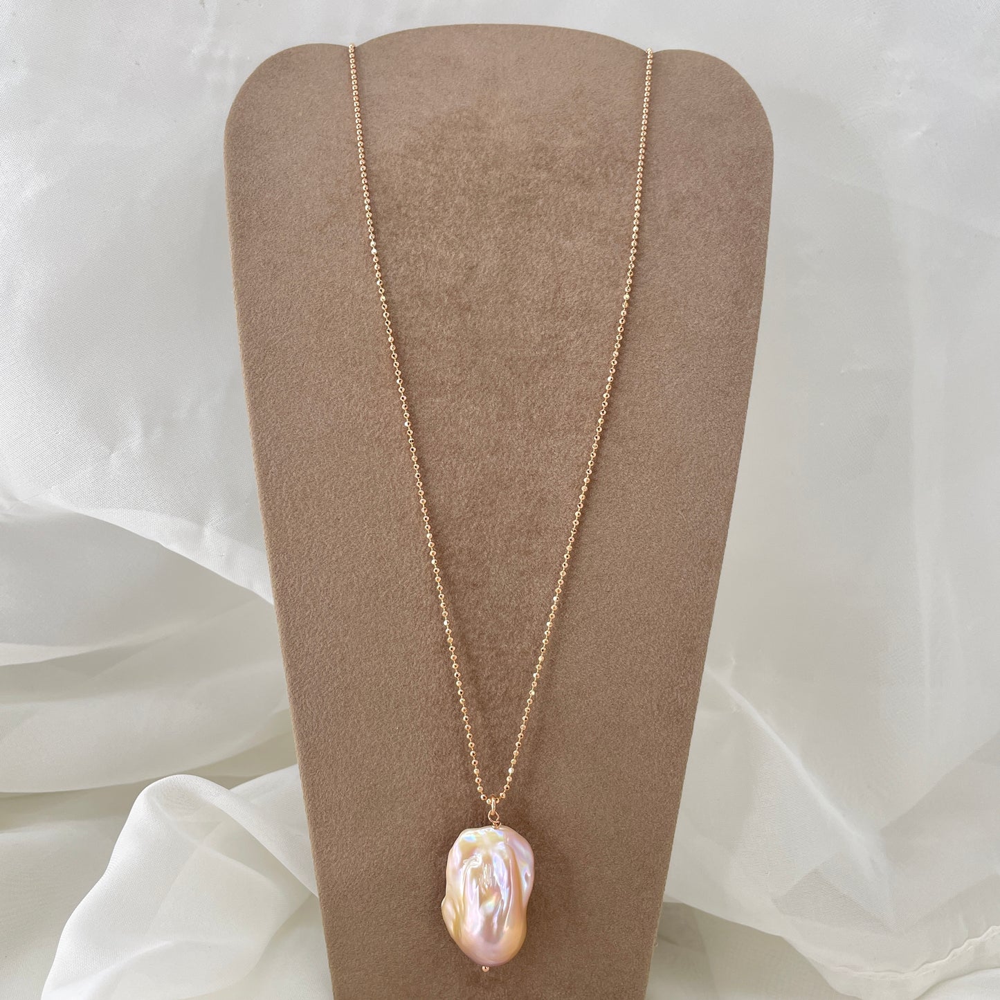 Collana catena cm 50 militare diamantata con perla barocca - Lumiere Bijoux