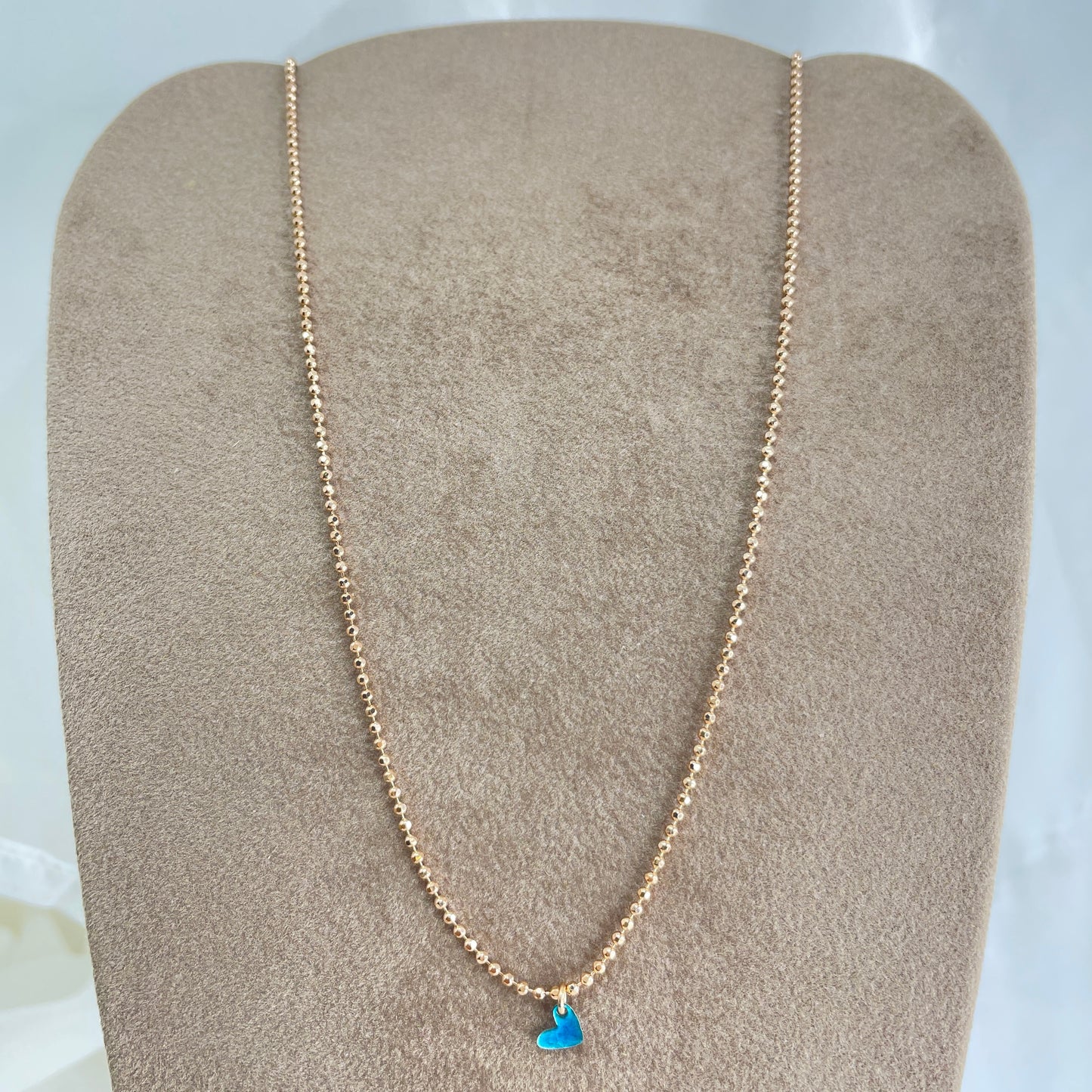 Collana choker militare diamantata micro cuore bacio da 0,5 mm smaltato cm 35 - Lumiere Bijoux