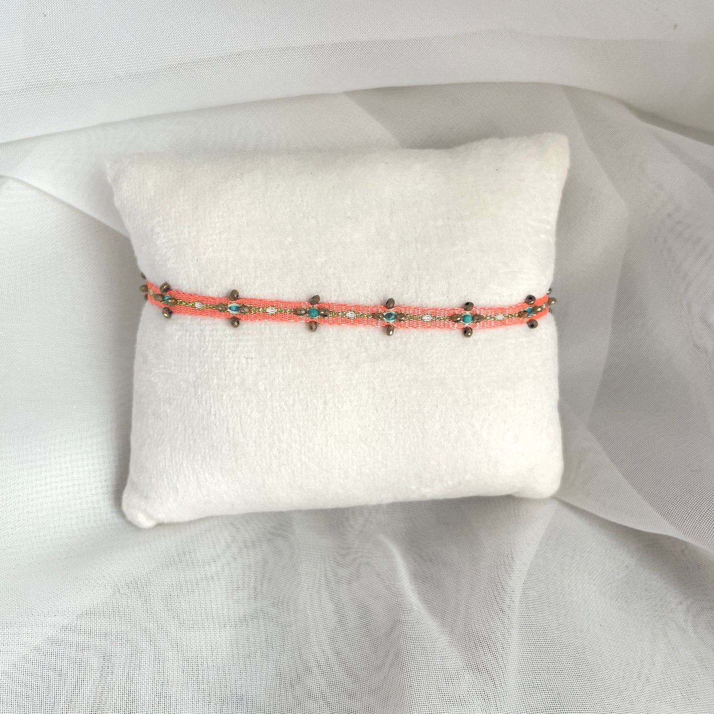 Bracciale Parigi esclusivo in lurex e pietre semi preziose - 0.7cm regolabile - Lumiere Bijoux