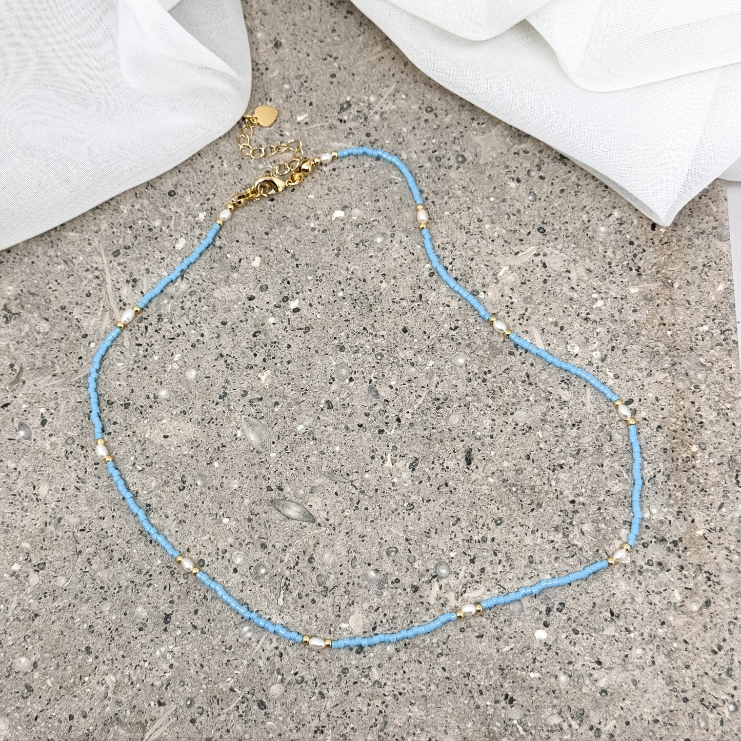 Collana miyuki micro rondelle colorate alternate a micro perla risino naturale cm 38 ottone - Lumiere Bijoux