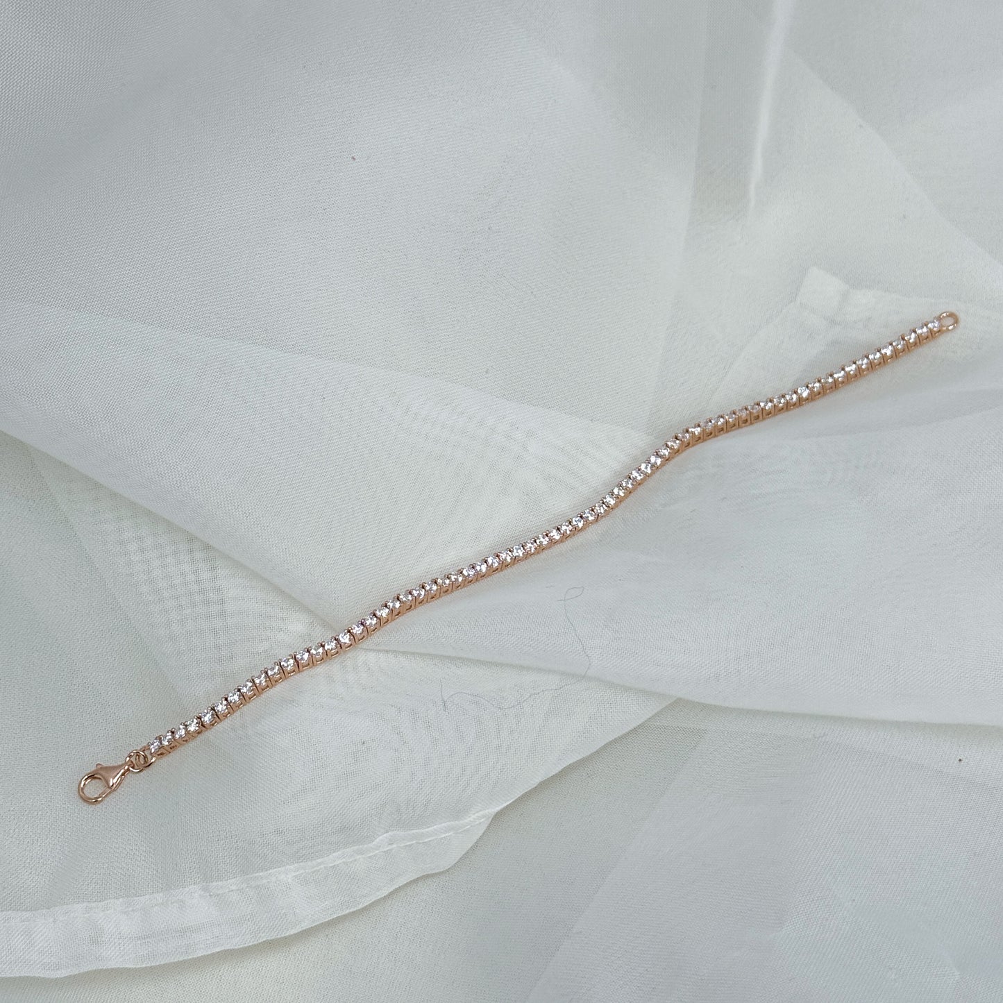 Bracciale tennis semirigido zirconi bianchi da 0,3 cm base rosé - Lumiere Bijoux
