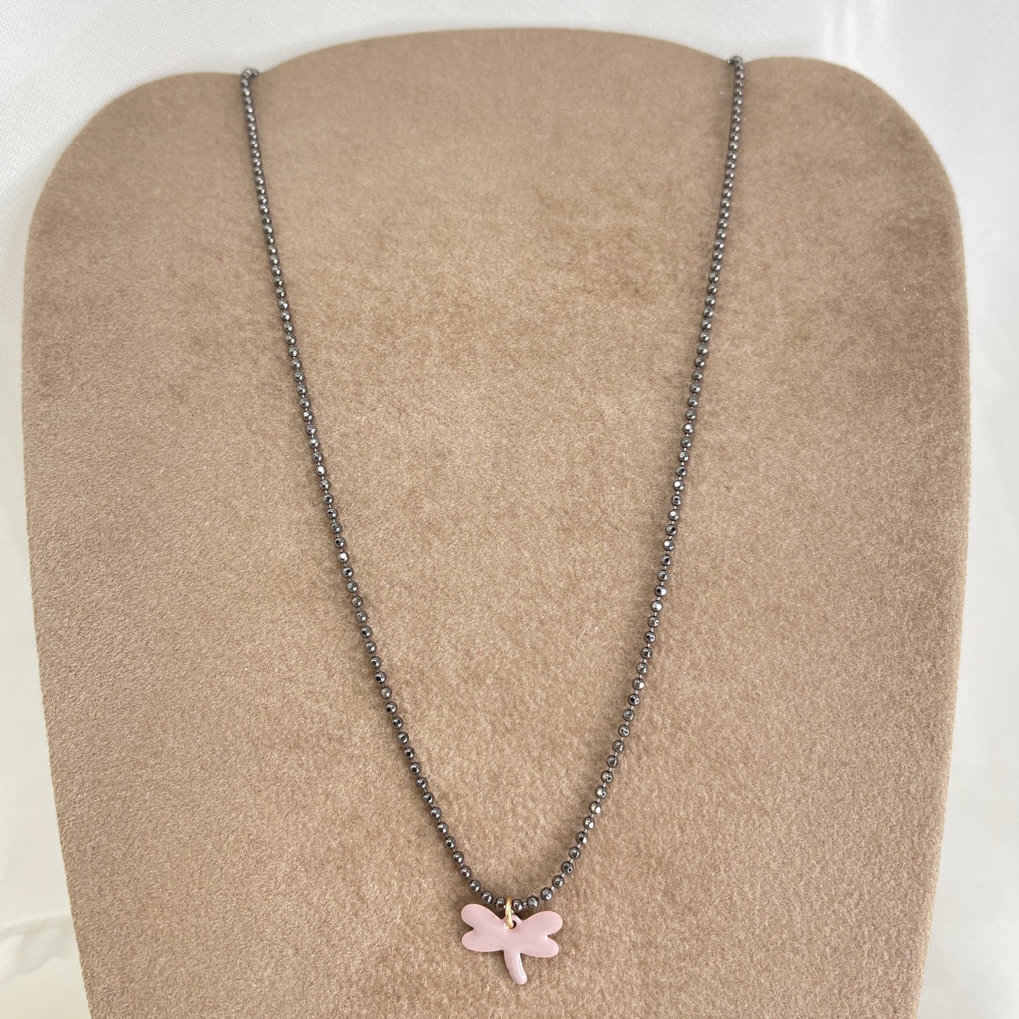 Collana choker militare diamantata rutenio con libellula 1.2 mm smaltata cm 35 - Lumiere Bijoux